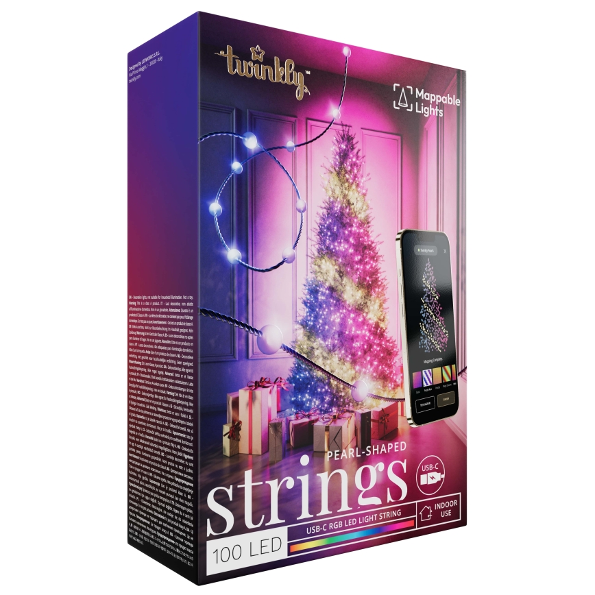 Twinkly - LED julekæde m. RGB-farver dæmpbar CANDIES 100xLED 8 m USB Wi-Fi