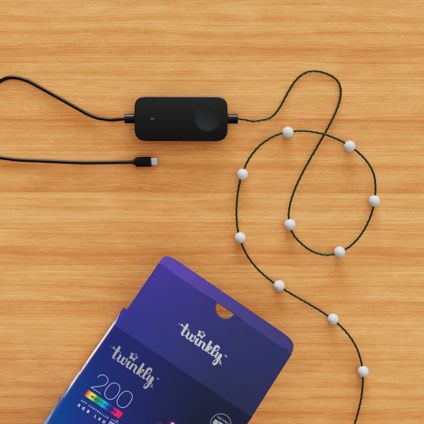 Twinkly - LED lyskæde m. RGB-farver dæmpbar CANDIES 200xLED 14 m USB Wi-Fi