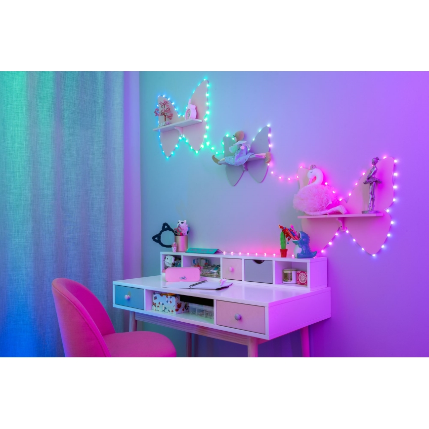 Twinkly - RGB-LED dæmpbar lyskæde CANDIES 100 LED 8 m USB Wi-Fi