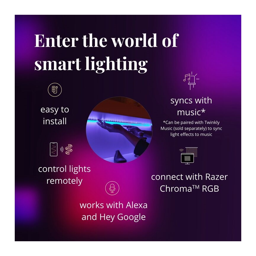 Twinkly - LED RGB Lysbånd dæmpbart LINE 100xLED 1,5 m Wi-Fi
