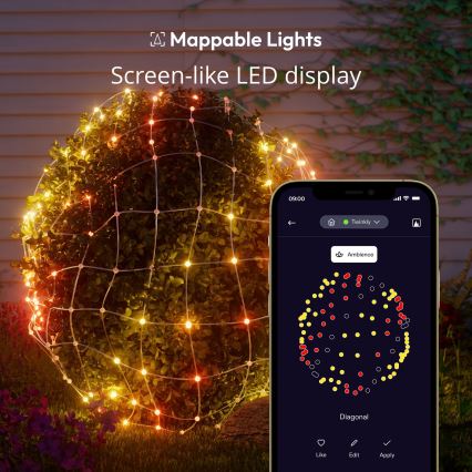 Twinkly TWN240RGB-TEU - Udendørs LED lysgardin m. RGB-farver dæmpbart LED 1,2 m IP44 Wi-Fi