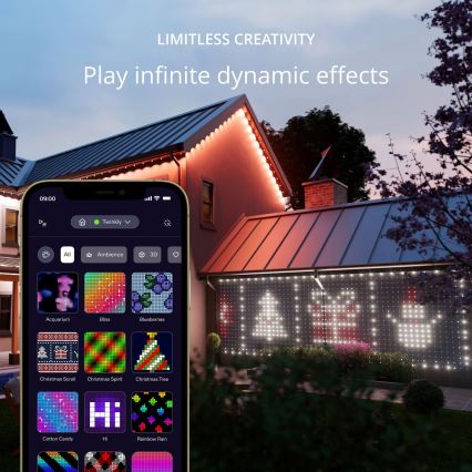 Twinkly TWN240RGB-TEU - Udendørs LED lysgardin m. RGB-farver dæmpbart LED 1,2 m IP44 Wi-Fi