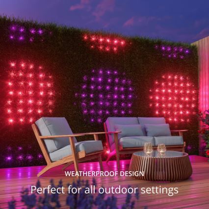 Twinkly TWN240RGB-TEU - Udendørs LED lysgardin m. RGB-farver dæmpbart LED 1,2 m IP44 Wi-Fi
