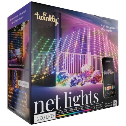 Twinkly TWN240RGB-TEU - Udendørs LED lysgardin m. RGB-farver dæmpbart LED 1,2 m IP44 Wi-Fi