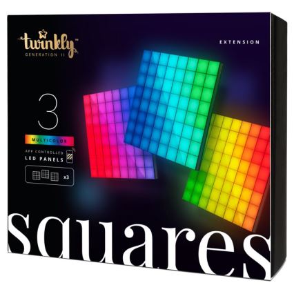 Twinkly - SÆT 3xLED RGB Panel dæmpbart SQUARES 64xLED 16x16 cm Wi-Fi