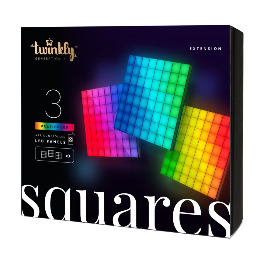Twinkly - SÆT 3xLED RGB Panel dæmpbart SQUARES 64xLED 16x16 cm Wi-Fi