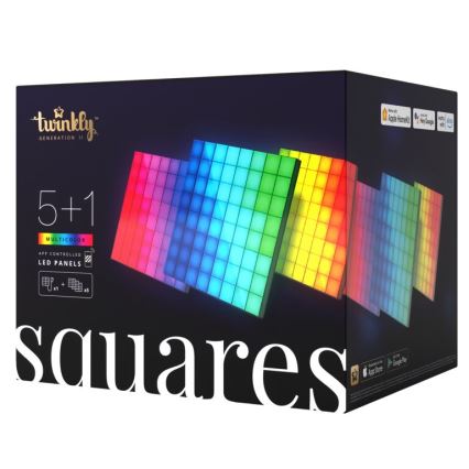 Twinkly - SÆT 6xLED RGB Panel dæmpbart SQUARES 64xLED 16x16 cm Wi-Fi