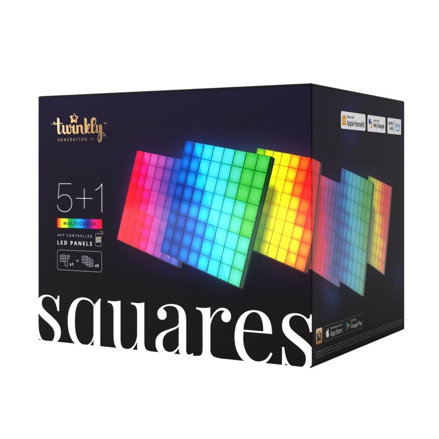 Twinkly - SÆT 6xLED RGB Panel dæmpbart SQUARES 64xLED 16x16 cm Wi-Fi