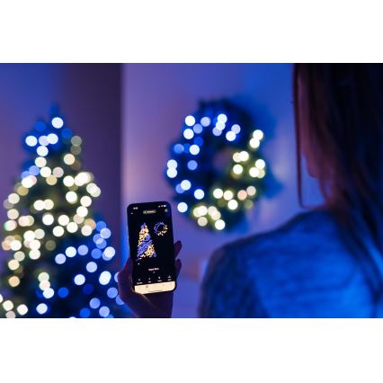 Twinkly - LED RGB Dæmpbar Julekrans PRE-LIT WREATH 50xLED diameter 61 cm Wi-Fi