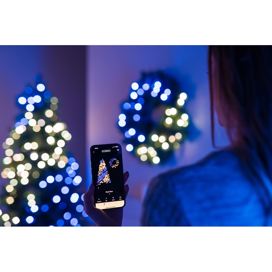 Twinkly - LED RGB Dæmpbar Julekrans PRE-LIT WREATH 50xLED diameter 61 cm Wi-Fi