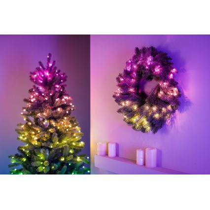 Twinkly - LED RGB Dæmpbar Julekrans PRE-LIT WREATH 50xLED diameter 61 cm Wi-Fi