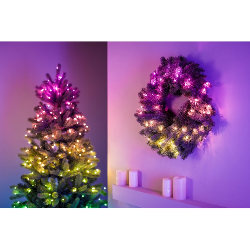 Twinkly - LED RGB Dæmpbar Julekrans PRE-LIT WREATH 50xLED diameter 61 cm Wi-Fi
