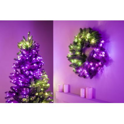 Twinkly - LED RGB Dæmpbar Julekrans PRE-LIT WREATH 50xLED diameter 61 cm Wi-Fi