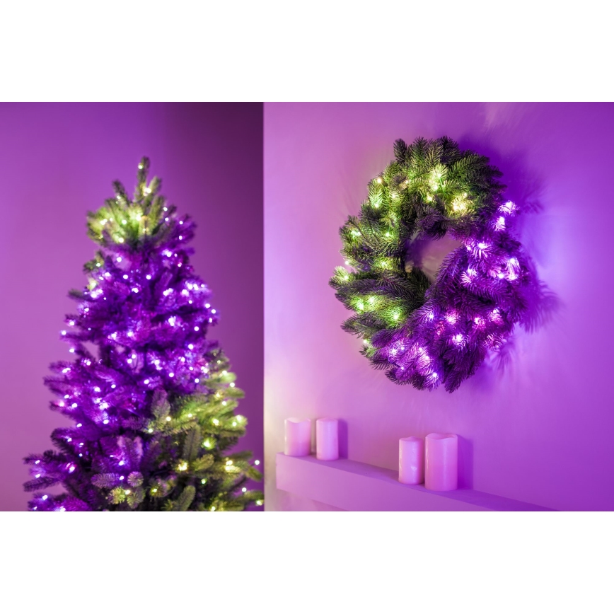 Twinkly - LED RGB Dæmpbar Julekrans PRE-LIT WREATH 50xLED diameter 61 cm Wi-Fi