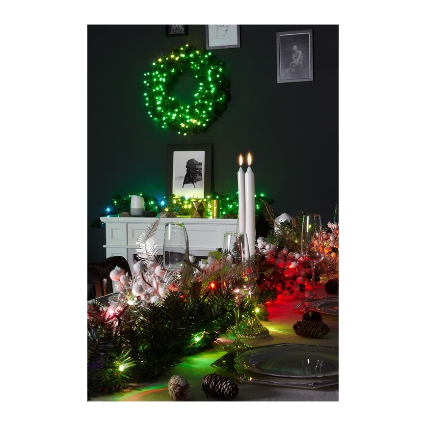 Twinkly - LED RGB Dæmpbar Julekrans PRE-LIT WREATH 50xLED diameter 61 cm Wi-Fi