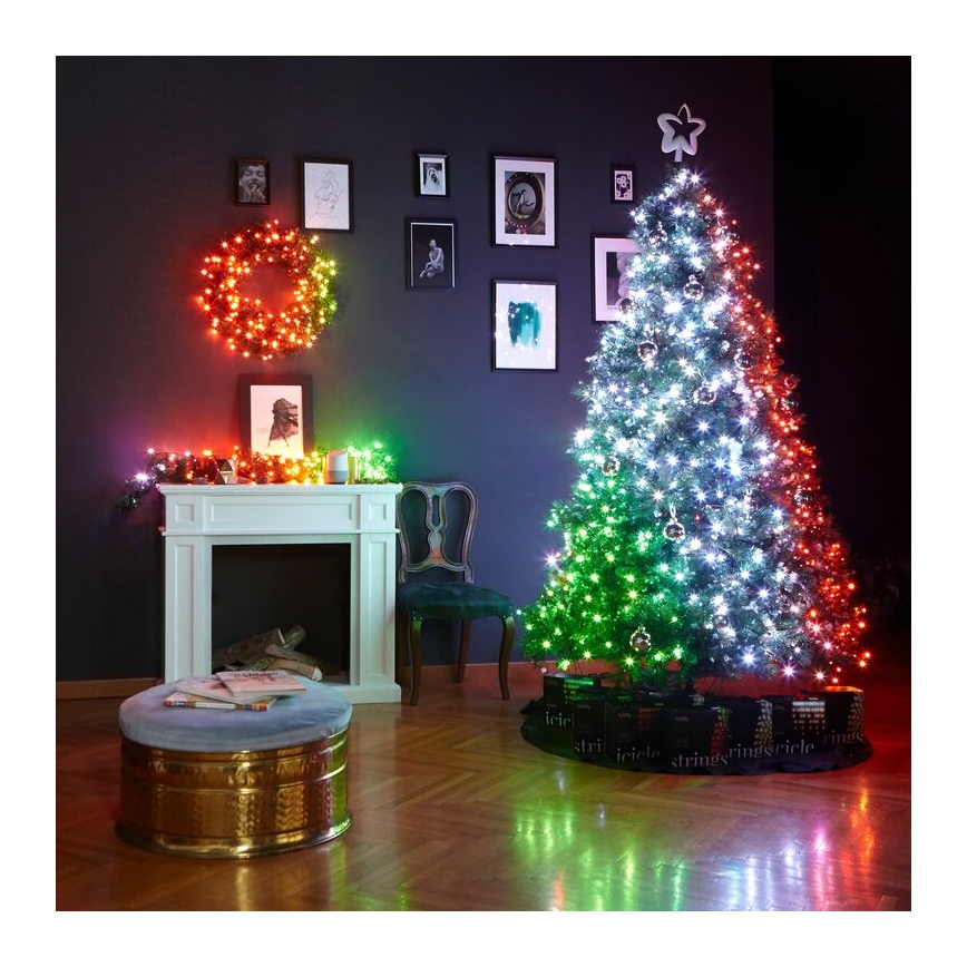 Twinkly - LED RGB Dæmpbar Julekrans PRE-LIT WREATH 50xLED diameter 61 cm Wi-Fi