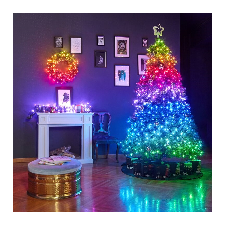 Twinkly - LED RGB Dæmpbar Julekrans PRE-LIT WREATH 50xLED diameter 61 cm Wi-Fi