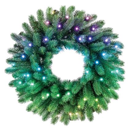 Twinkly - LED RGB Dæmpbar Julekrans PRE-LIT WREATH 50xLED diameter 61 cm Wi-Fi