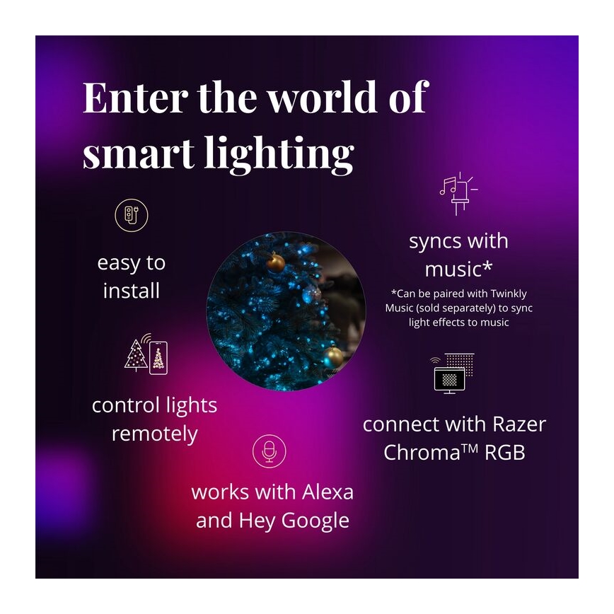 Twinkly - LED RGB Dæmpbar Julekrans PRE-LIT WREATH 50xLED diameter 61 cm Wi-Fi