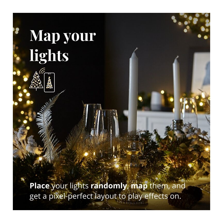 Twinkly - LED RGB Dæmpbar Julekrans PRE-LIT WREATH 50xLED diameter 61 cm Wi-Fi