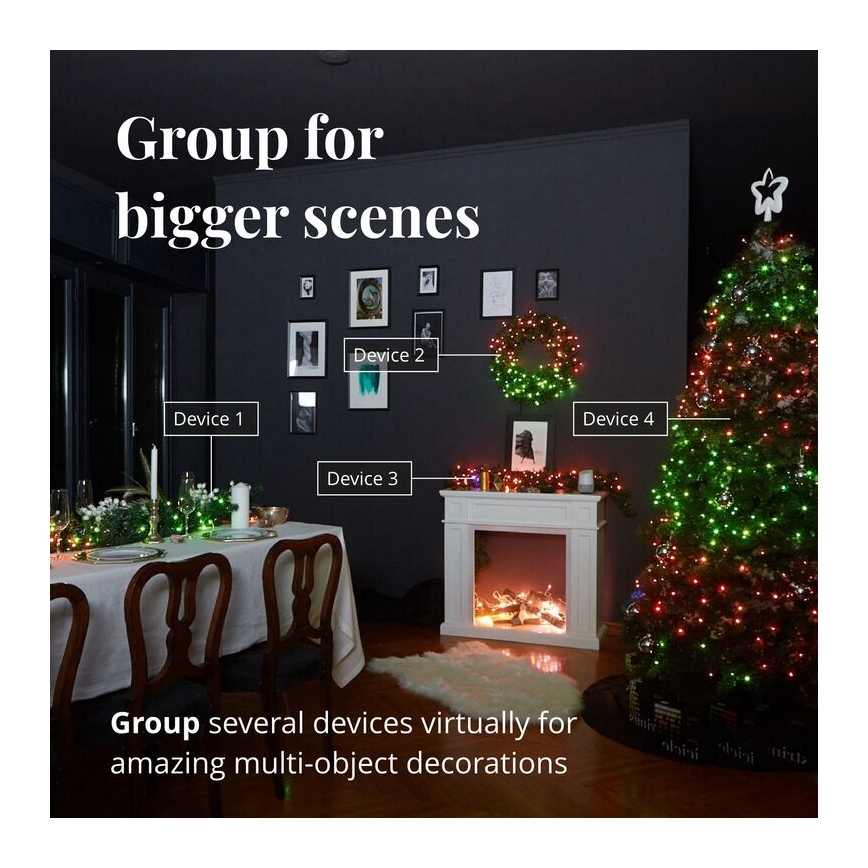 Twinkly - LED RGBW, dæmpbar udendørs lyskæde STRINGS 250 LED, 23,5 m, IP44, Wi-Fi