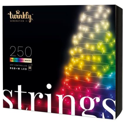 Twinkly - LED RGBW, dæmpbar udendørs lyskæde STRINGS 250 LED, 23,5 m, IP44, Wi-Fi
