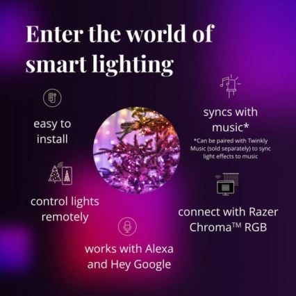 Twinkly - LED RGBW Dæmpbar udendørs julelyskæde STRINGS 250xLED 23,5m IP44 Wi-Fi