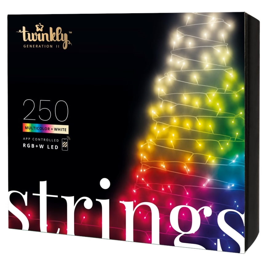 Twinkly - LED RGBW Dæmpbar udendørs julelyskæde STRINGS 250xLED 23,5m IP44 Wi-Fi