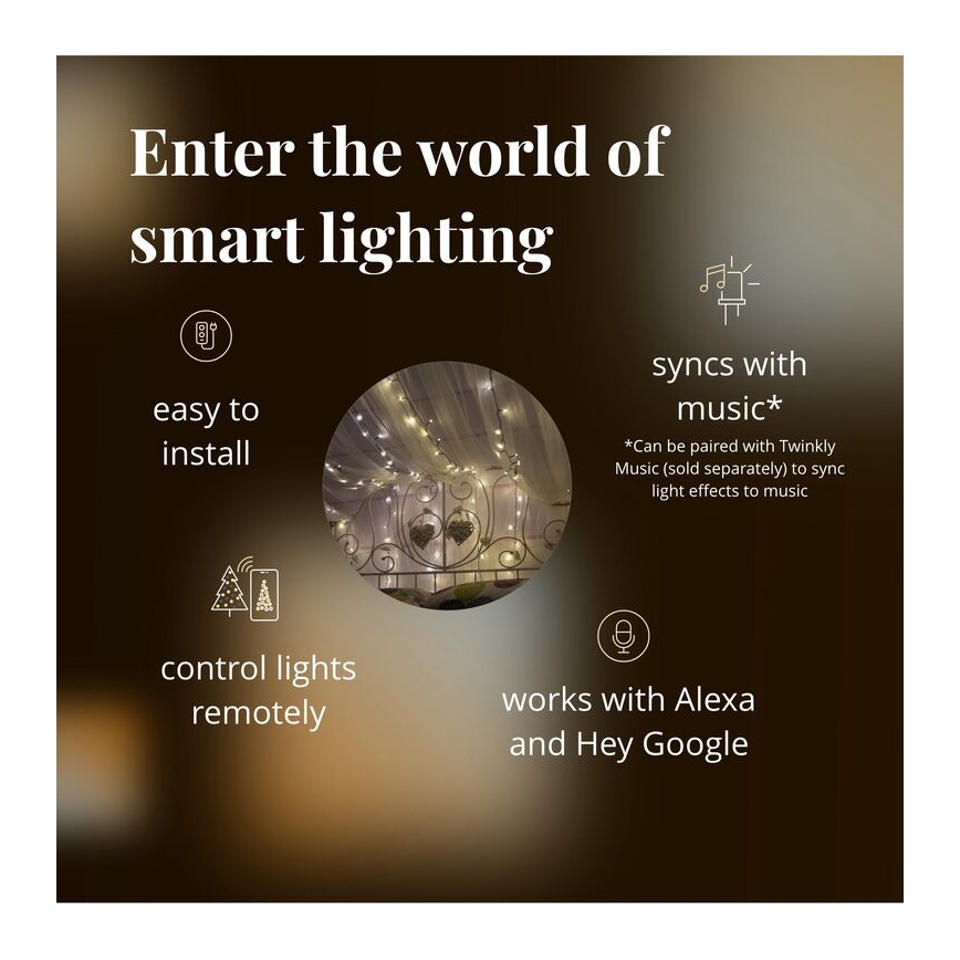 Twinkly - LED Dæmpbar udendørs julekæde STRINGS 400xLED 35,5 m IP44 Wi-Fi