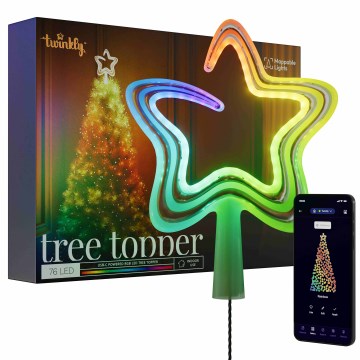 Twinkly TWTT030SPP-GUSB - LED julstjerne m. RGB-farver dæmpbar 76xLED USB Wi-Fi