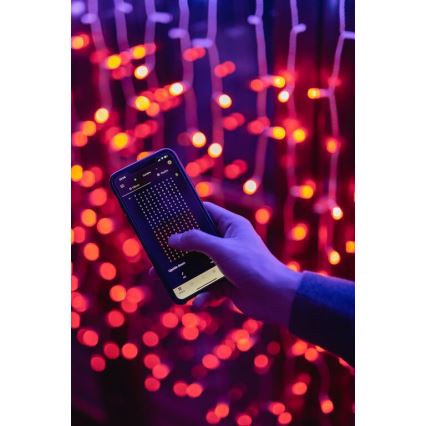 Twinkly - LED RGBW Dæmpbar udendørs Lysgardin CURTAIN 210xLED 6,1m IP44 Wi-Fi