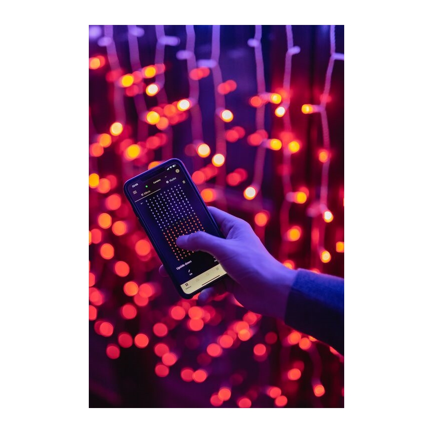 Twinkly - LED RGBW Dæmpbar udendørs Lysgardin CURTAIN 210xLED 6,1m IP44 Wi-Fi