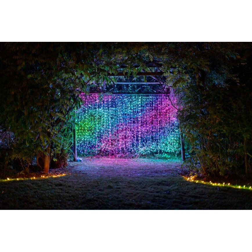 Twinkly - LED RGBW Dæmpbar udendørs Lysgardin CURTAIN 210xLED 6,1m IP44 Wi-Fi