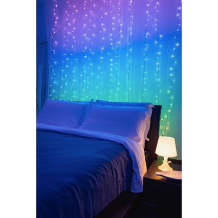 Twinkly - LED RGBW Dæmpbar udendørs Lysgardin CURTAIN 210xLED 6,1m IP44 Wi-Fi