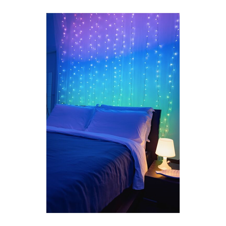 Twinkly - LED RGBW Dæmpbar udendørs Lysgardin CURTAIN 210xLED 6,1m IP44 Wi-Fi