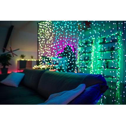 Twinkly - LED RGBW Dæmpbar udendørs Lysgardin CURTAIN 210xLED 6,1m IP44 Wi-Fi