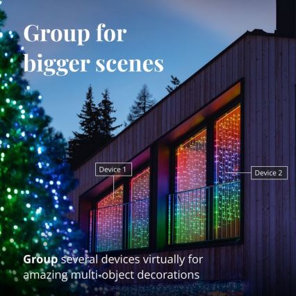 Twinkly - LED RGBW Dæmpbar udendørs Lysgardin CURTAIN 210xLED 6,1m IP44 Wi-Fi