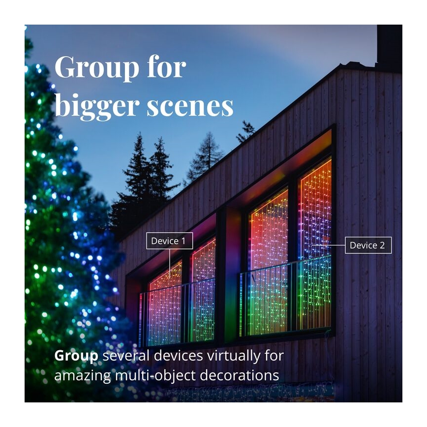 Twinkly - LED RGBW Dæmpbar udendørs Lysgardin CURTAIN 210xLED 6,1m IP44 Wi-Fi