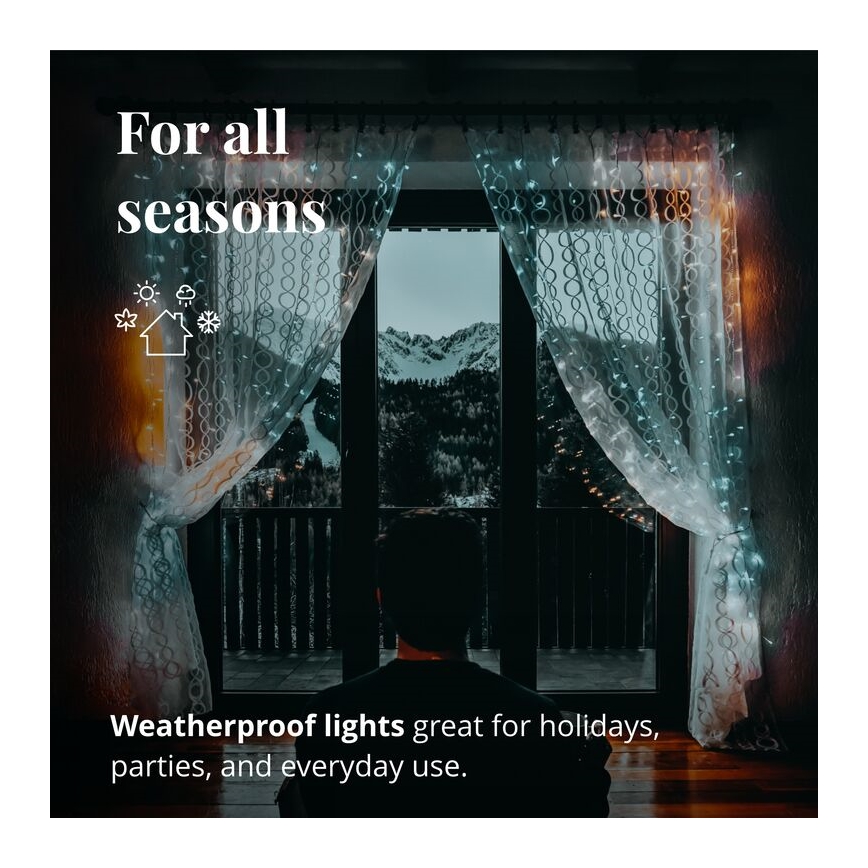 Twinkly - LED RGBW Dæmpbar udendørs Lysgardin CURTAIN 210xLED 6,1m IP44 Wi-Fi
