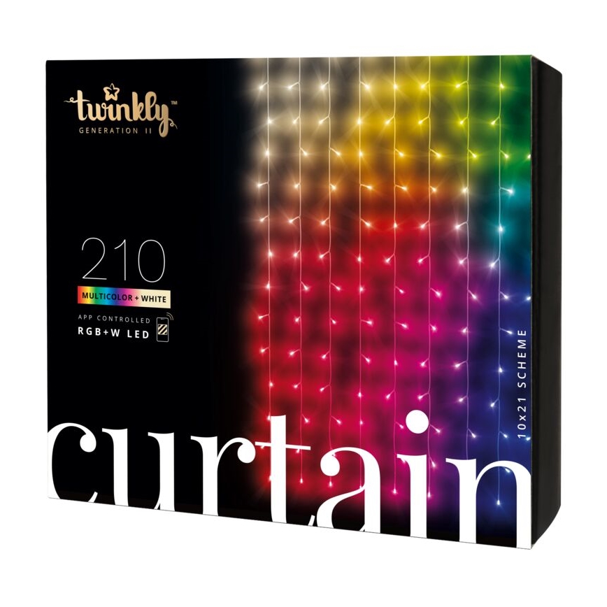 Twinkly - LED RGBW Dæmpbar udendørs Lysgardin CURTAIN 210xLED 6,1m IP44 Wi-Fi