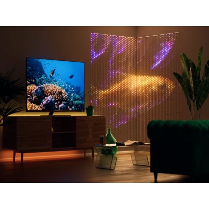 Twinkly TWW480STP-TEU - LED lysgardin m. RGB-farver dæmpbar LED 1x1 m Wi-Fi