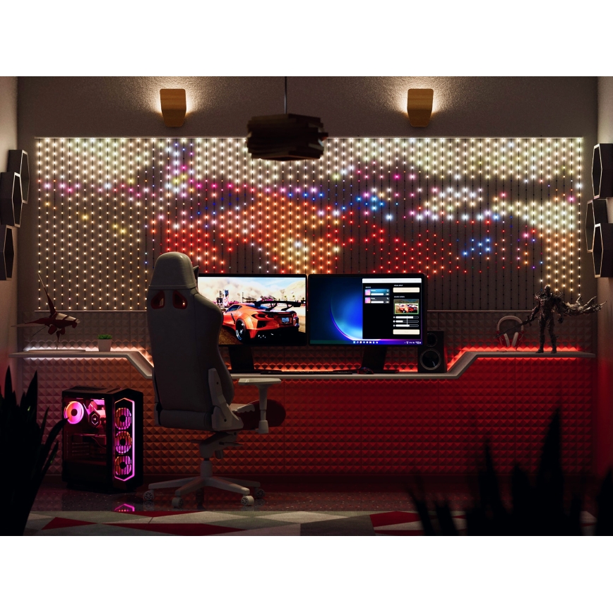 Twinkly TWW480STP-TEU - LED lysgardin m. RGB-farver dæmpbar LED 1x1 m Wi-Fi