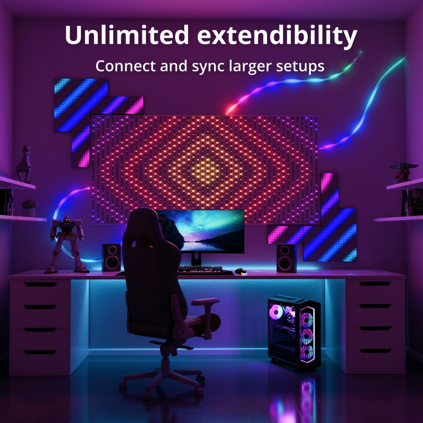 Twinkly TWW480STP-TEU - LED lysgardin m. RGB-farver dæmpbar LED 1x1 m Wi-Fi