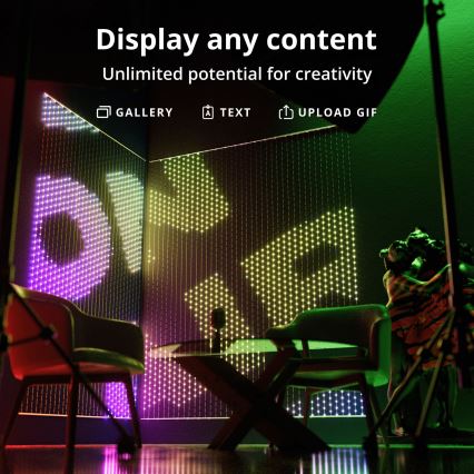 Twinkly TWW480STP-TEU - LED lysgardin m. RGB-farver dæmpbar LED 1x1 m Wi-Fi