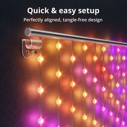 Twinkly TWW480STP-TEU - LED lysgardin m. RGB-farver dæmpbar LED 1x1 m Wi-Fi