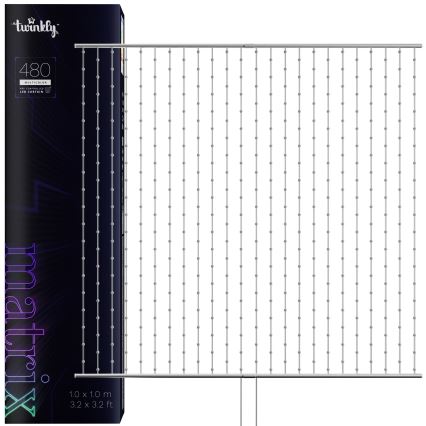 Twinkly TWW480STP-TEU - LED lysgardin m. RGB-farver dæmpbar LED 1x1 m Wi-Fi