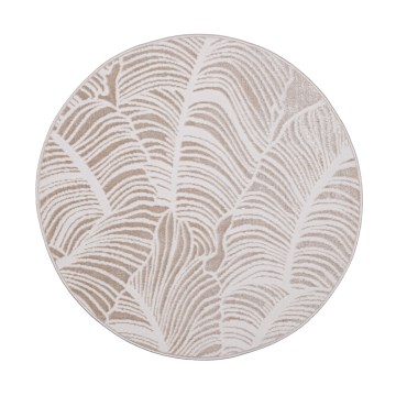 Tæppe SALAMANCA 100 cm beige/hvid/bladmønster