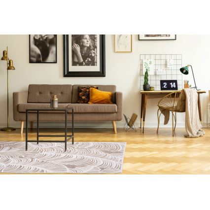 Tæppe SALAMANCA 67x120 cm beige/hvid/bladmønster