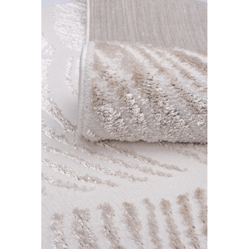 Tæppe SALAMANCA 67x120 cm beige/hvid/bladmønster