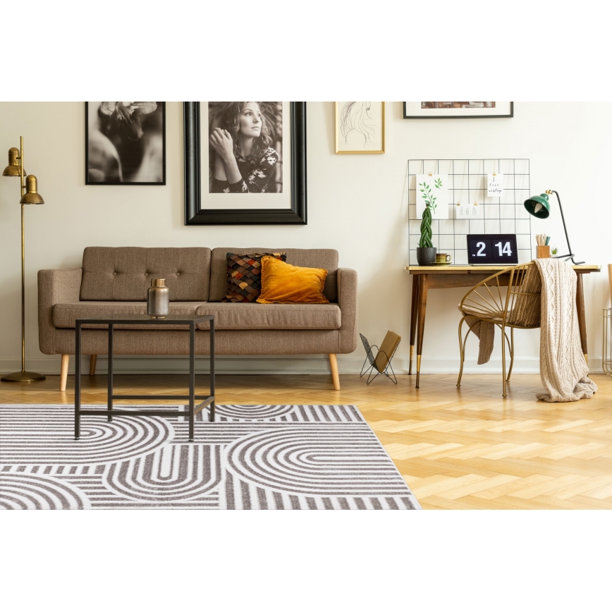 Tæppe SALAMANCA 67x120 cm grå/hvid